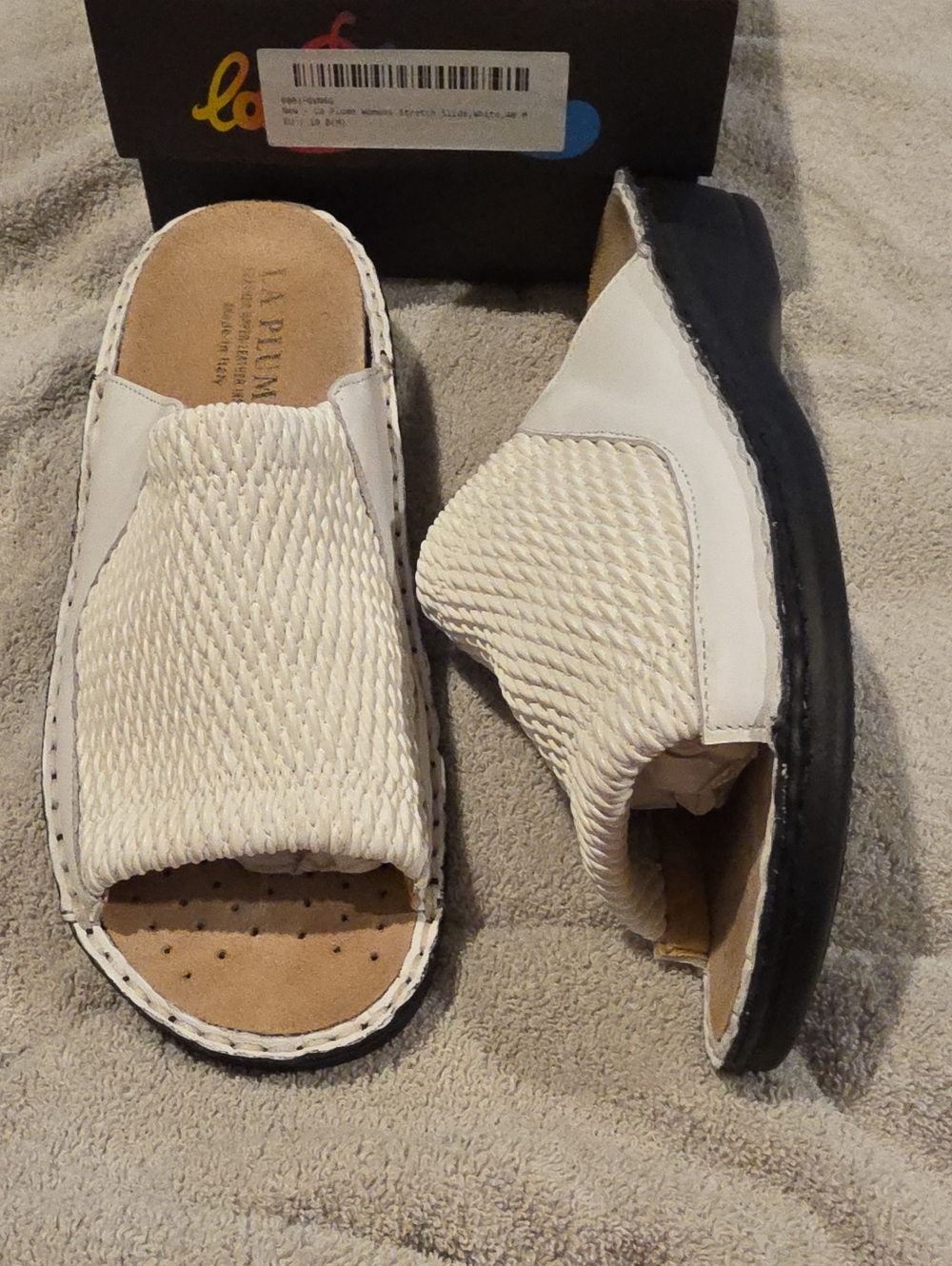 Women’s White Woven Slip-On LaPlume Shoes Size 10